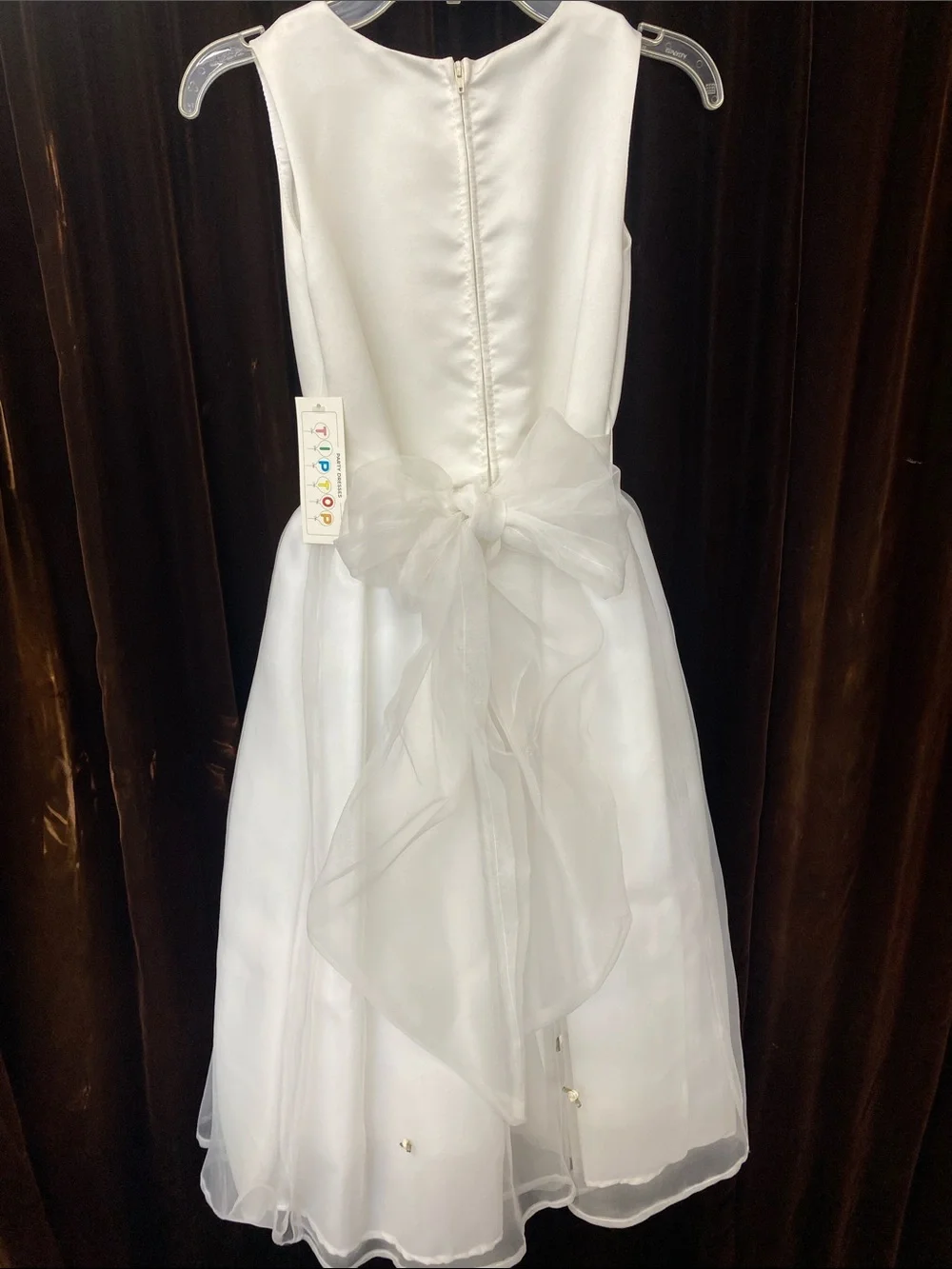 Ivory Flower-Accented Girls' Formal Dress